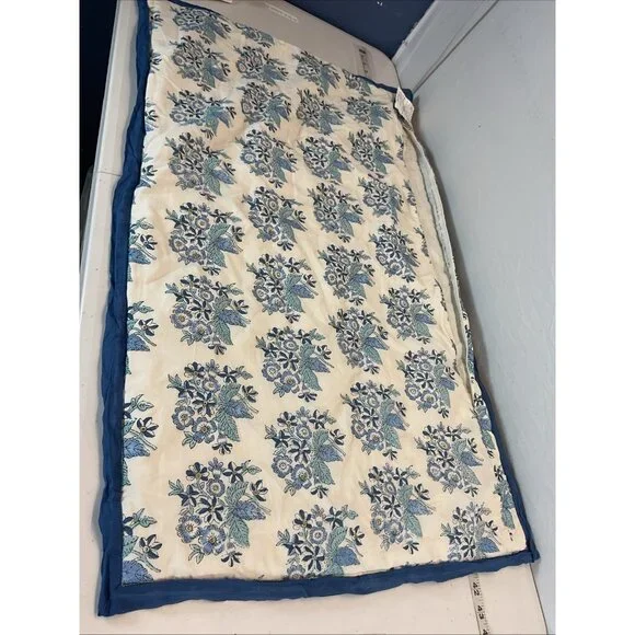 Pottery Barn Regan Handcrafted Reversible King Blue Sham (1) NWOT - Picture 2 of 5